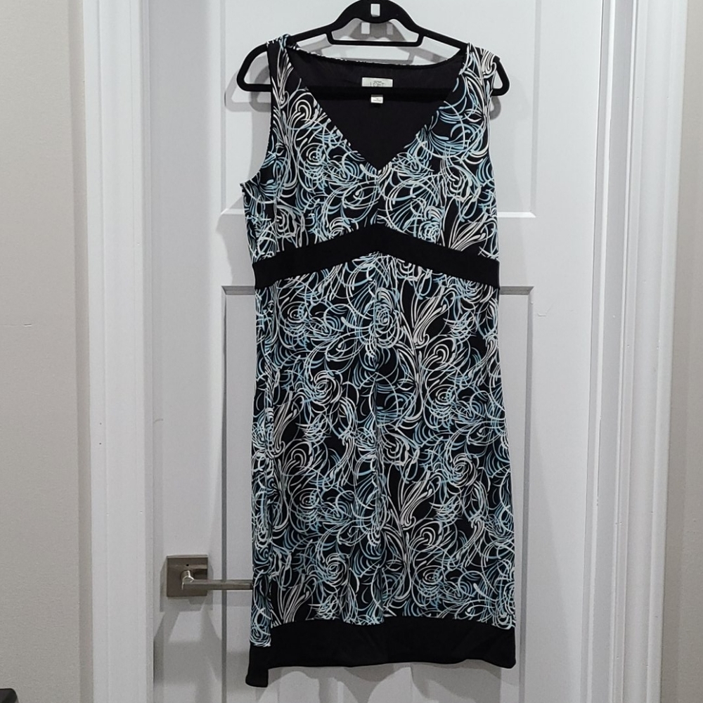 Blue, Black and White Patterned Dress
